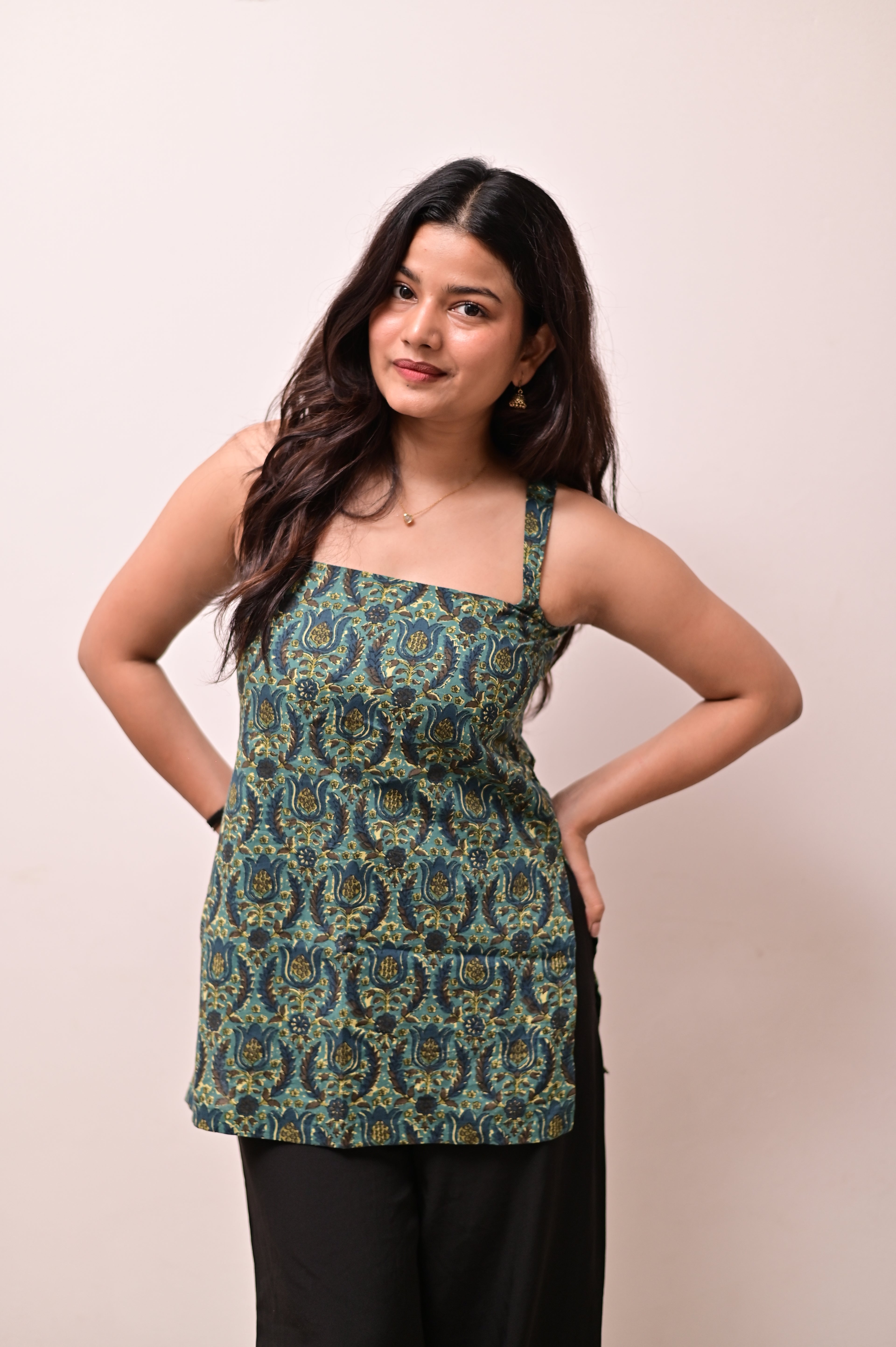 Peacock Green Short Kurti