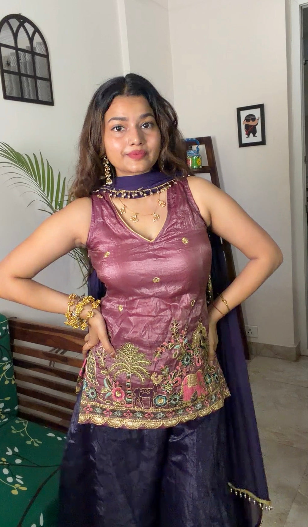 Maira Embroidered Silk Crush Suit Set