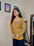 Mustard Full Sleeve Short Kurti